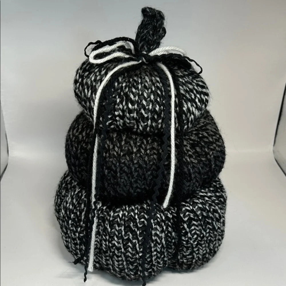 Black and White Knit Pumpkin stack